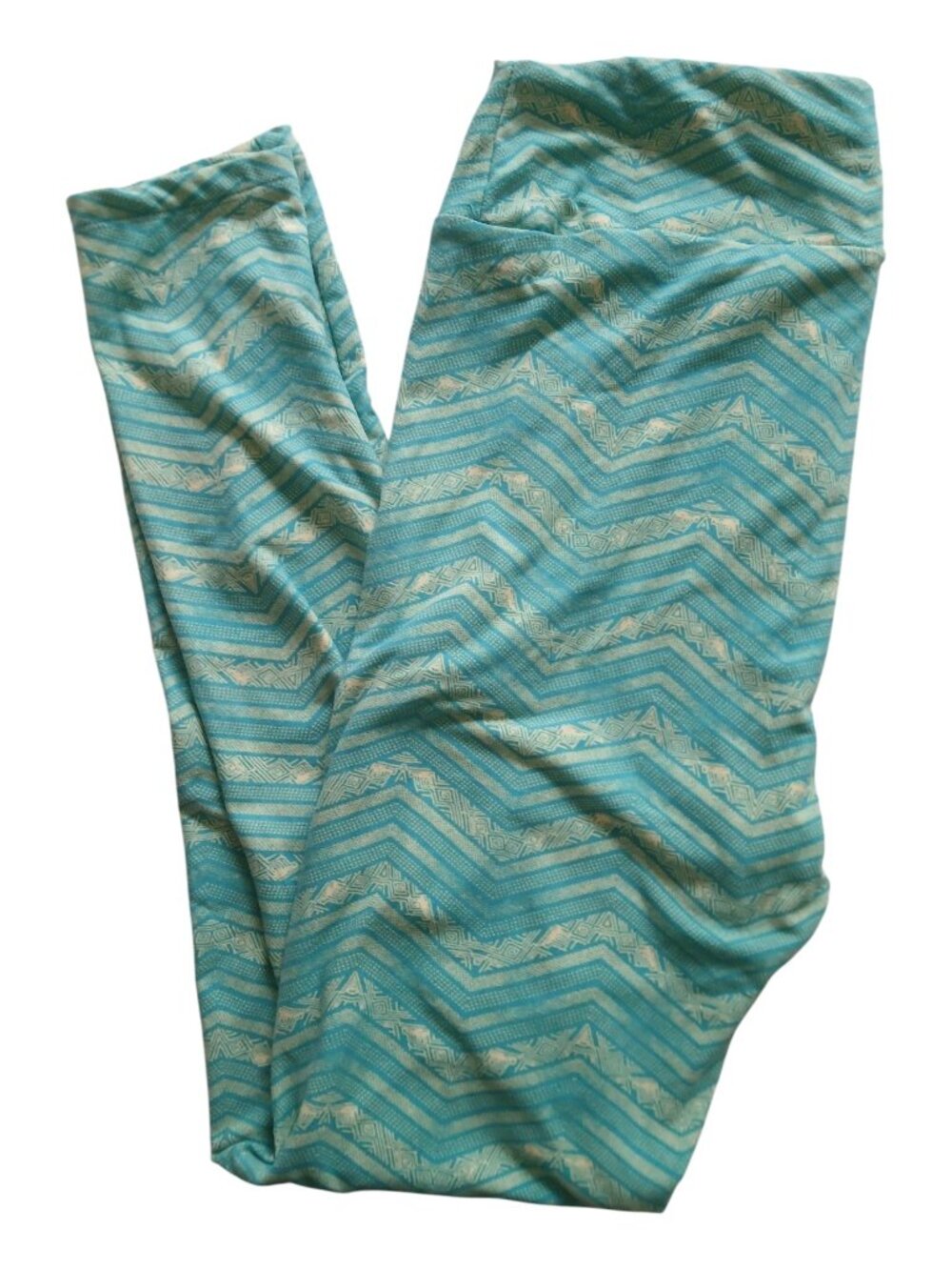 LuLaRoe Buttery Soft Leggings Light & Dark Teal Womens Size Tall & Curvy  #013
